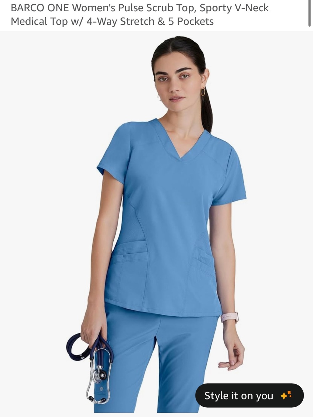 Barco Uniforms Women's V-Neck Scrub Top in Ciel Blue